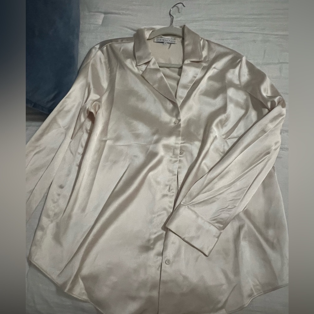 Champagne silk button down size small
